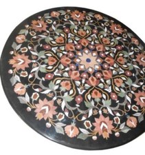 36 " Rond Marbre Centre Table Demi Précieux Pierres Inlay Travail Handmade Art