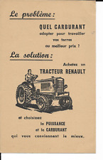 rare PROSPECTUS CARTON TRACTEUR RENAULT ANNEES 50 FORMAT 24,5 X 15 CM