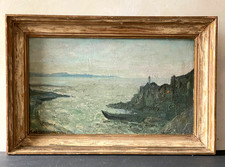 Ancien Tableau Peinture HSP Louis de Marquevic - Marine Bretonne Brest  1940's