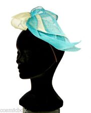 Chapeau de cérémonie femme serre tête TOUT en TETE vert turquoise anis green hat