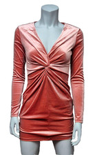 H&M DIVIDED Robe Pull En Velours Rose Mi-Longue Pour Femmes Taille XS