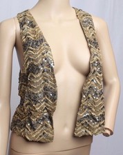 Massimo Dutti India Zara Ethnic Sequin Beaded Chevron Vest US S M