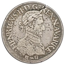 Navarre-Béarn - Henri III de Navarre - teston 1576 Pau - argent - PA.3492 var