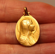 Ancienne Médaille Religieuse en Plaqué Or FIX Vierge Marie datée 17 Mai 1925