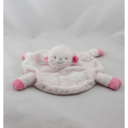 Doudou plat mouton - rose, blanc