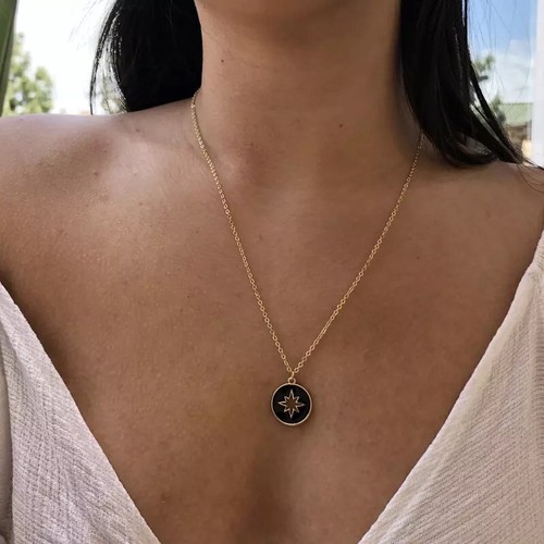 Collier doré motif étoile - ,