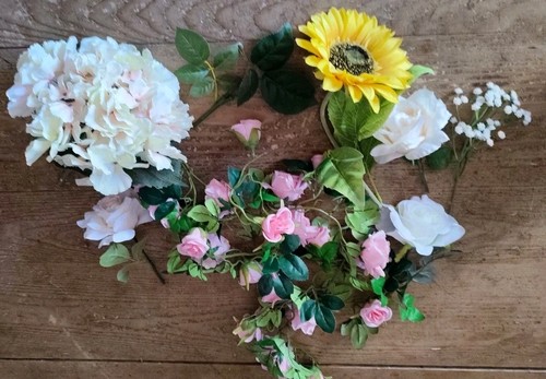 Lot fleurs artificielles tissu - fleurs,