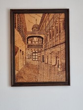 Tableau pyrogravure sur bois