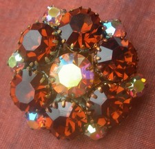 vintage BROCHE Gablonz Strass Bijoux Vintage strass iridescent et cognac