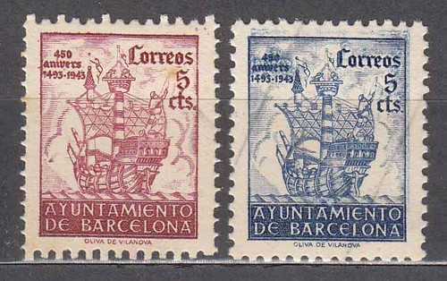 Barcelone courrier 1943 edifil - courrier,