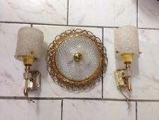 lot de deux apliqques plexiglass vintage années 50 avec plafonnier 