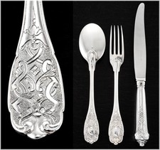 PUIFORCAT : Prestigieuse Ménagère en Argent massif St. Régence mod. ELYSEE 36pcs