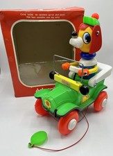 CHIEN TACOT - Jouet à tirer bois & plastique EDUCALUX 4609 - 1970's - TTBE