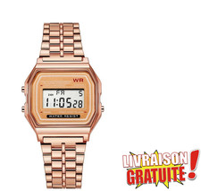 Montre LED Digitale Acier Mode 12/24H Chrono Style Classique Rétro