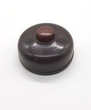 Ancien Bouton de sonnette interrupteur poussoir Bakélite Marron foncé