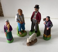 5 anciens santons Terre cuite