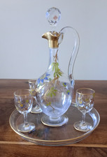 Ancienne Carafe à vin cuit  en cristal  Plateau et Verres 1900