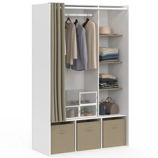 Dressing penderie DIANE 105 x 45 x 167 cm blanc avec étagères + boites de rangem