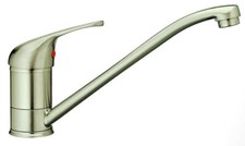 Robinet mitigeur d'évier de cuisine bas à bec mobile finition inox