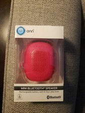 New ONN Mini Bluetooth Speaker Fuchsia Pink Built-In Speakerphone Hanging Strap 