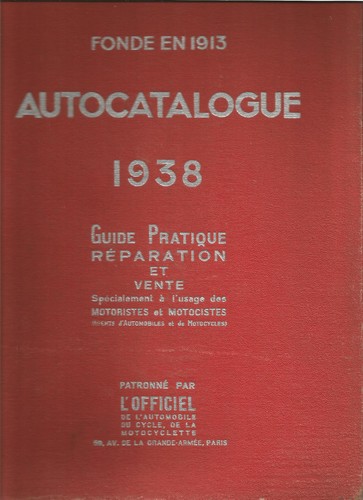 Rare manuel autocatalogue 1938 - rare,