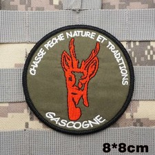 PATCH CHASSE PÊCHE NATURE TRADITIONS GASCOGNE ÉCUSSON FRANCE  8x8CM