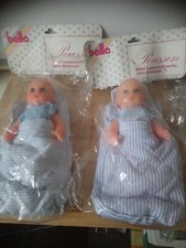 Lot 2 poupons poupées poussin bébé avec leurs sacs Bella Brechet vintage 
