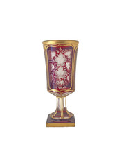 VERRE À PIED EN CRISTAL - DÉCOR DE VIGNES - VERRE ROUGE RUBIS ART-NOUVEAU