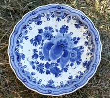 Assiette faience bleue signée DELFT vintage Hollande Delfts blauw crown signed