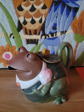 ? .... THÉIÈRE TERRE CUITE GRÈS FORME GRENOUILLE PAPILLON NÉNUPHAR .... ?