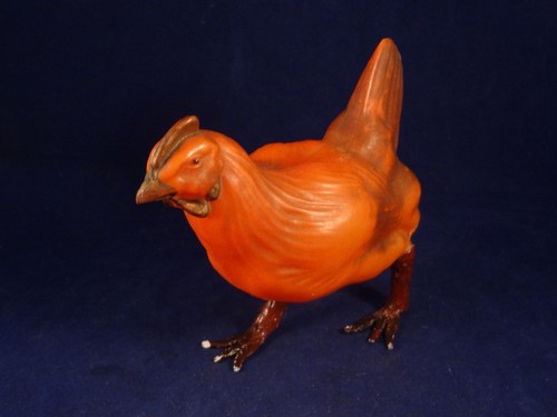 Ancien jouet poule - , rousse