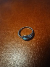 Bague Argent Massif Avec Jolie Pierre Bleue - Diamètre Anneau 2.1 Cms