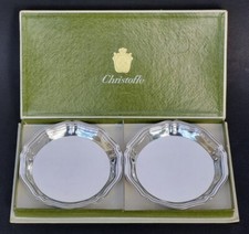 COFFRET 2 jolis DESSOUS DE VERRE de CHRISTOFLE modèle SPATOURS métal argenté /3