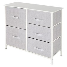 Commode de chambre avec 5 tiroirs tissu amovibles blanc 80x30x70 cm ML-DESIGN®