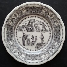 SUPERBE ASSIETTE PARLANTE en FAIENCE DE GIEN "Rebus" N°6 /3