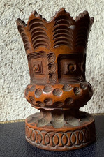 NOIX DE COROZO sculptée - Pot en forme de vase -  Travail de bagnard  XIXème