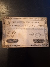 72/ Assignat De Cinq Livres 53A 68078 1er Nov 1791