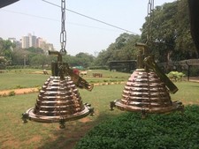 Suspensions marines en laiton et cuivre - Lot de 2 suspensions anciennes au...