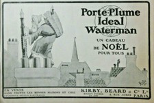 PUBLICITÉ DE PRESSE 1920 PORTE-PLUME IDEAL WATERMAN CADEAU DE NOËL - PÈRE NOËL