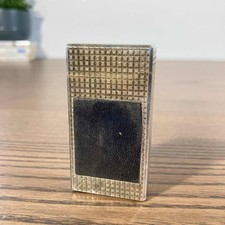 Briquet Flaminaire vintage – Modèle quadrillé argent & cuir Made in France 1970