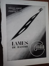 lame de rasoir GIBBS +  HEUDEBERT à NANTERRE publicité papier ILLUSTRATION 1932