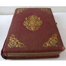 ALBUM PHOTOS  COUVERTURE TISSU DECOR LAITON ART NOUVEAU + 49  PHOTOS ORIGINALES