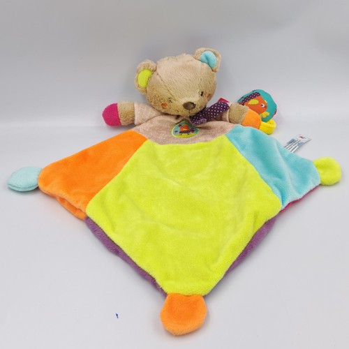 Doudou plat ours beige vert