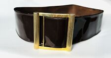 Ceinture large en cuir vernis marron LANVIN - Vintage 1980s