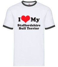 I Love My Staffordshire Bull Terrier - Hommes Contraste - Chien Chiot Animal