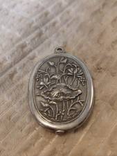 Miroir Poche Pendentif argent Sculpté Floral indochine Vers 1900/1930