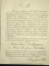  DELAGRAVE Sabatier FAIRE PART Deschaumes Charras Thevenin Marsay Buthaud 1895