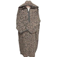 Manteau À Capuche En Laine Épais Multicolore Noir Rose Marocain De 3/4