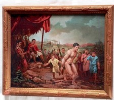 peinture huile  encadrée homme nu masculin oïl painting  canvas gay male nude