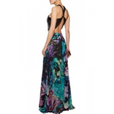 $3,000 MATTHEW WILLIAMSON Embellished Silk Chiffon Halter Gown Size 2 NWOT Black